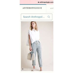 Anthropologie Seashore LagenLook Loose Linen Baggy Striped Pants